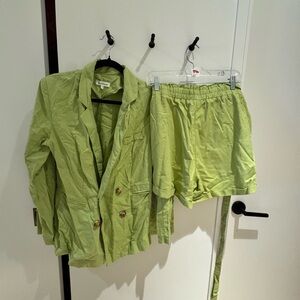 Heartloom Light Green Blazer and Shorts Set